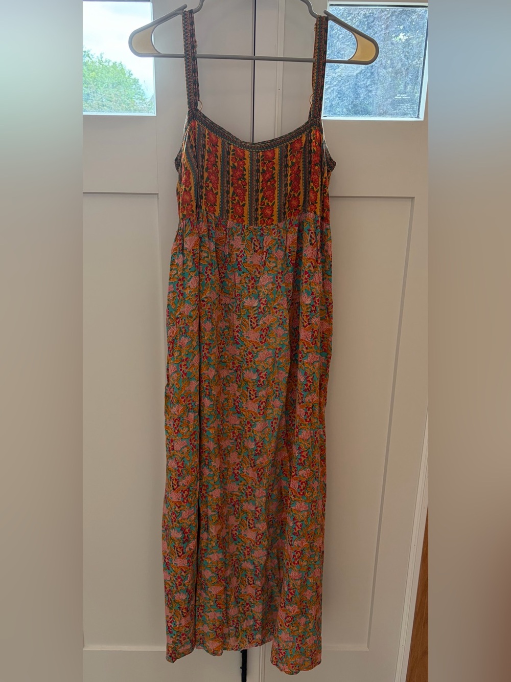 NATURAL LIFE Maxi Dress Patti Side Slit Floral Medium Boho Turquoise Orange Pink - Picture 5 of 12